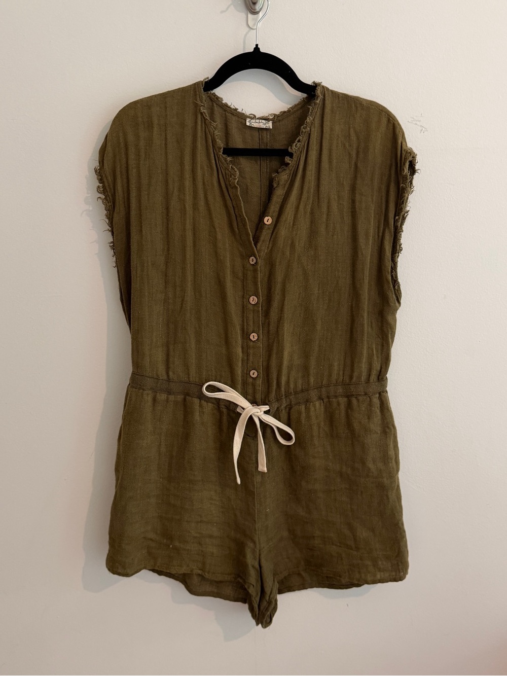 Free People Green Linen Romper